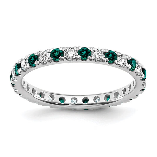 14k White Gold 3/8 Ct. Lab Grown Diamond VS/SI+ G+ and Lab Created Alexandrite Size 4.5 Eternity Band