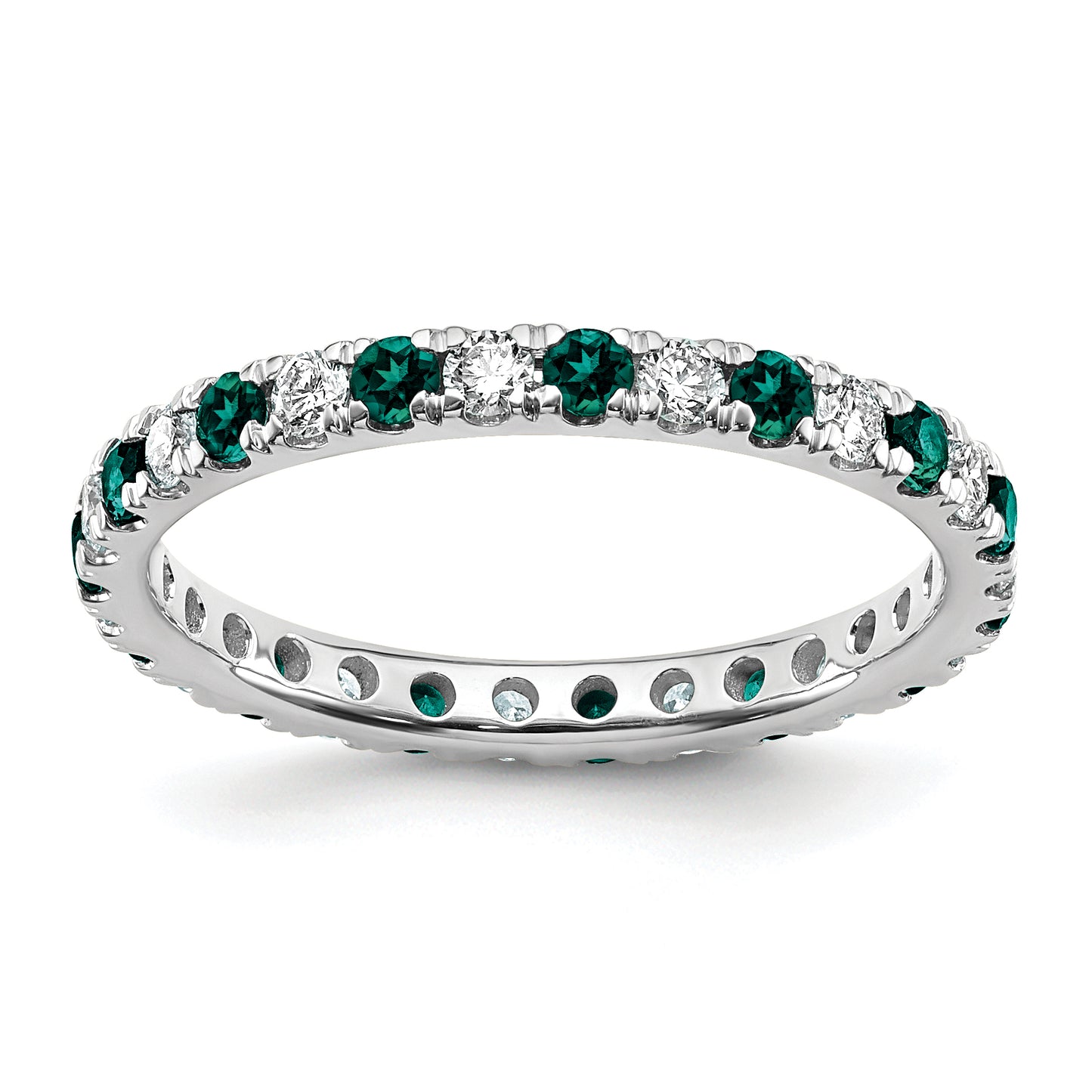 14k White Gold 1/2 Ct. Lab Grown Diamond VS/SI+ G+ and Lab Created Alexandrite Eternity Band Ring