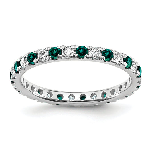 14k White Gold 1/2 Ct. Lab Grown Diamond VS/SI+ G+ and Lab Created Alexandrite Eternity Band Ring