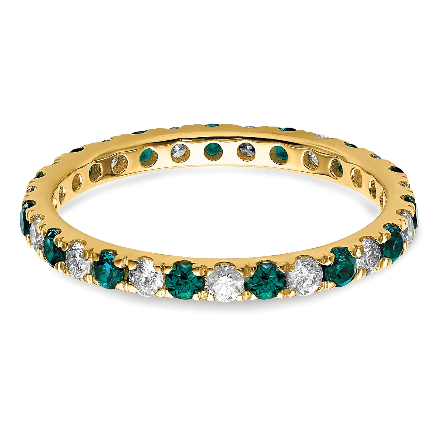 14k Yellow Gold 1/2 Ct. Lab Grown Diamond VS/SI+ G+ and Lab Created Alexandrite Eternity Band Ring