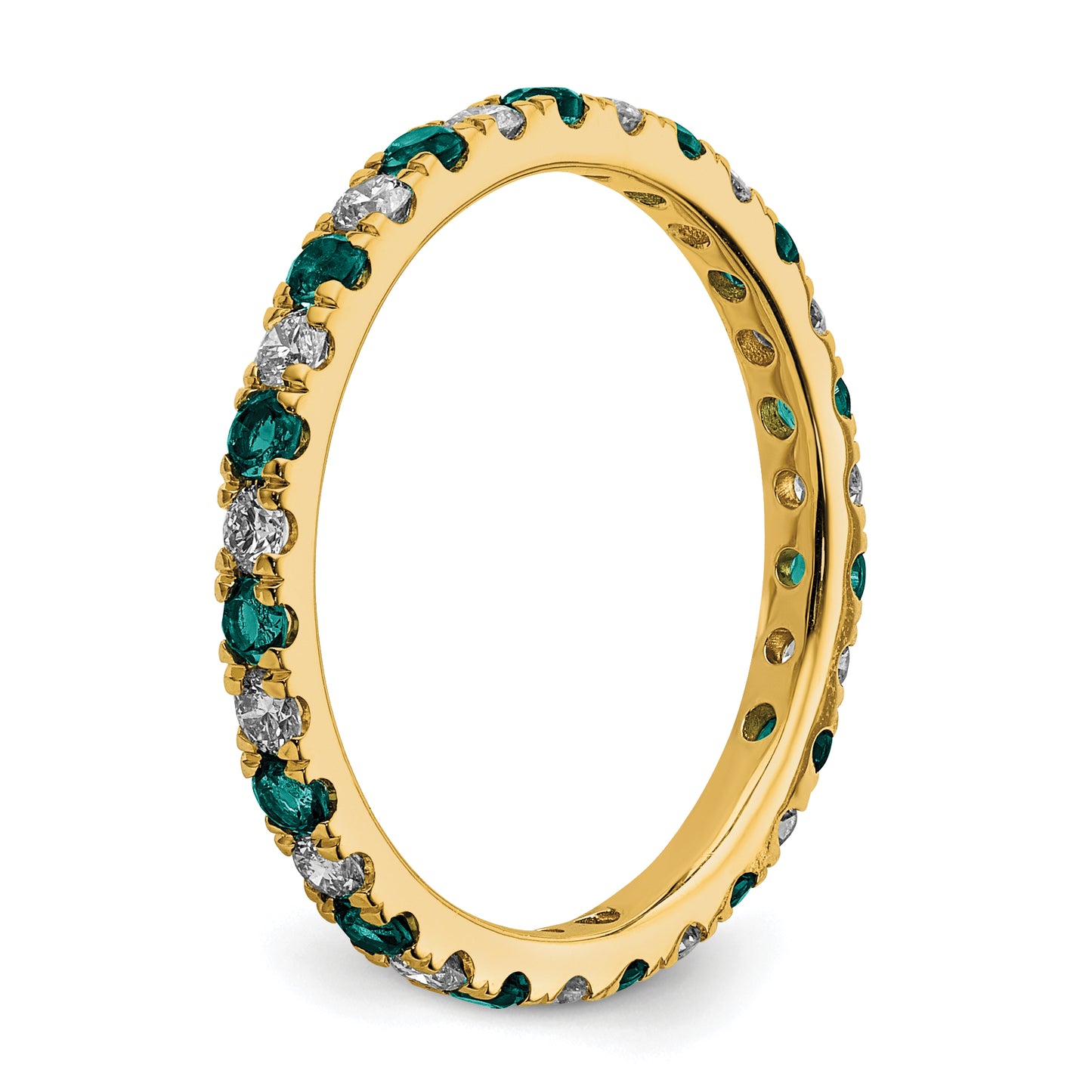 14k Yellow Gold 1/2 Ct. Lab Grown Diamond VS/SI+ G+ and Lab Created Alexandrite Eternity Band Ring