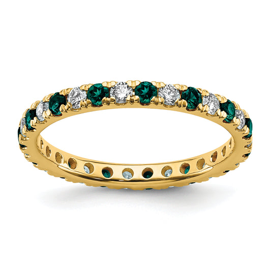 14k Yellow Gold 3/8 Ct. Lab Grown Diamond VS/SI+ G+ and Lab Created Alexandrite Eternity Band Ring