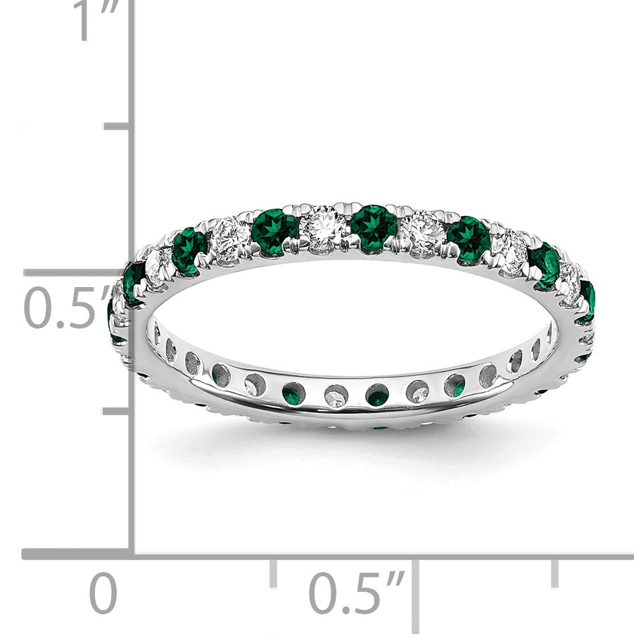 14k White Gold 1/2 Ct. Lab Grown Diamond VS/SI+ G+ and Lab Created Emerald Eternity Band Ring