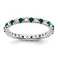 14k White Gold 3/8 Ct. Lab Grown Diamond VS/SI+ G+ and Lab Created Emerald Eternity Band Ring