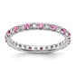 14k White Gold 3/8 Ct. Lab Grown Diamond VS/SI+ G+ and Lab Created Pink Sapphire Eternity Band Ring