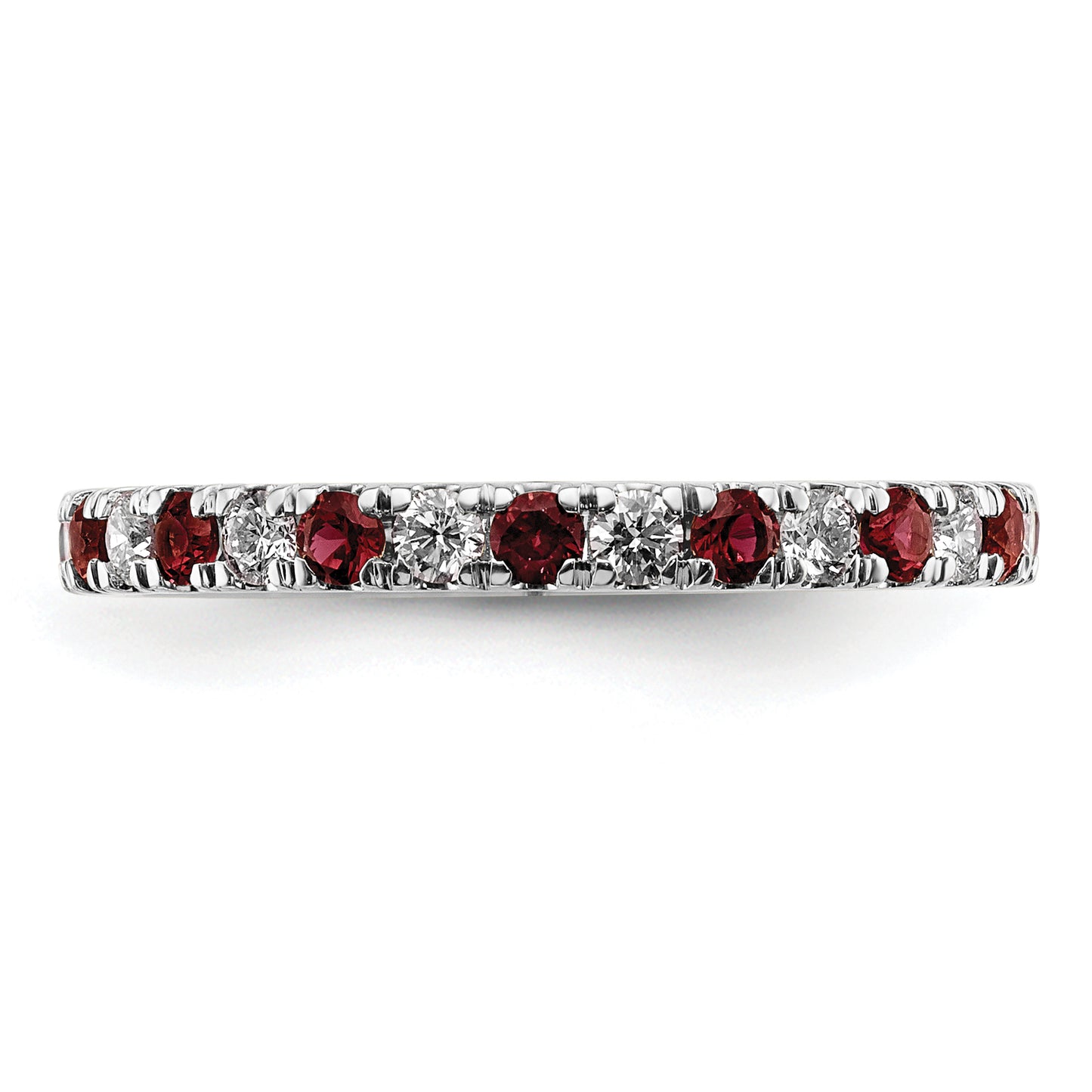 14k White Gold 3/8 Ct. Lab Grown Diamond VS/SI+ G+ and Lab Created Ruby Eternity Band Ring