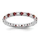 14k White Gold 1/2 Ct. Lab Grown Diamond VS/SI+ G+ and Lab Created Ruby Eternity Band Ring