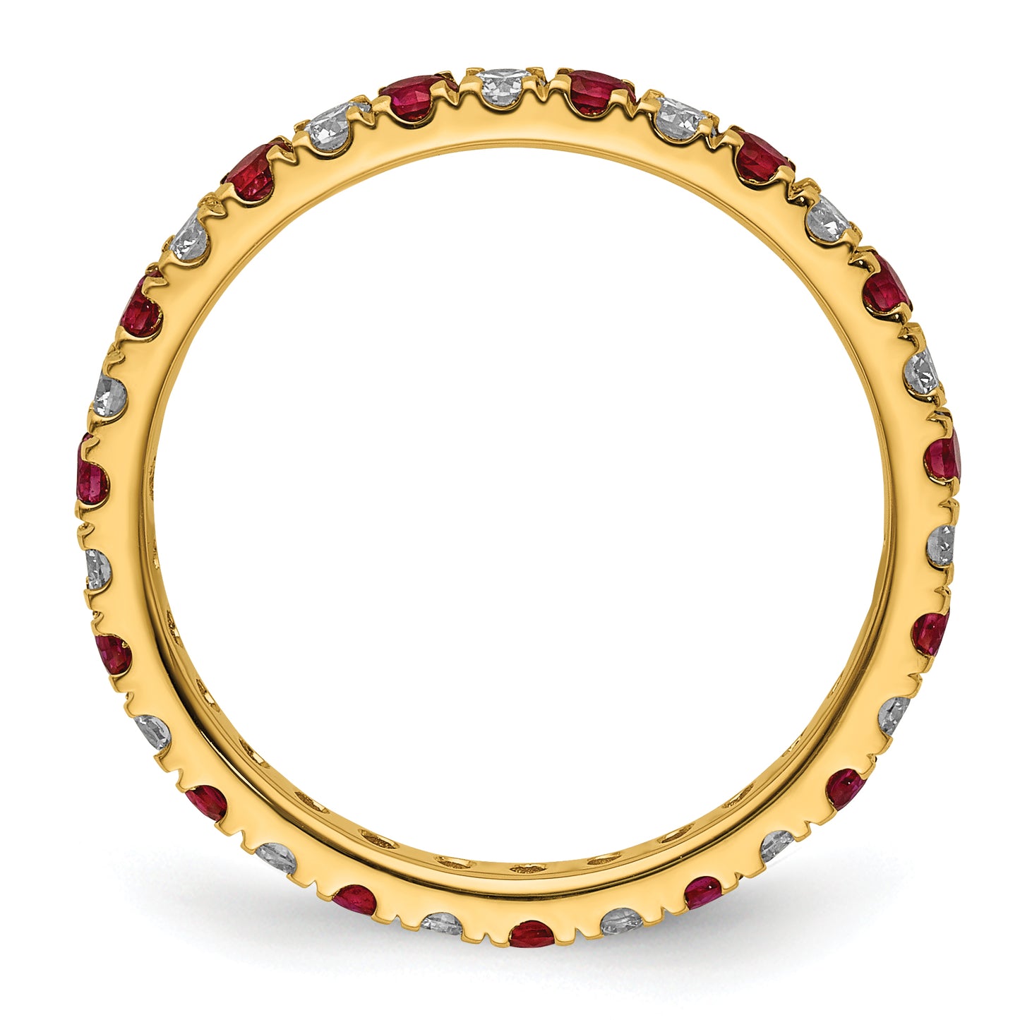 14k Yellow Gold 1/2 Ct. Lab Grown Diamond VS/SI+ G+ and Lab Created Ruby Eternity Band Ring