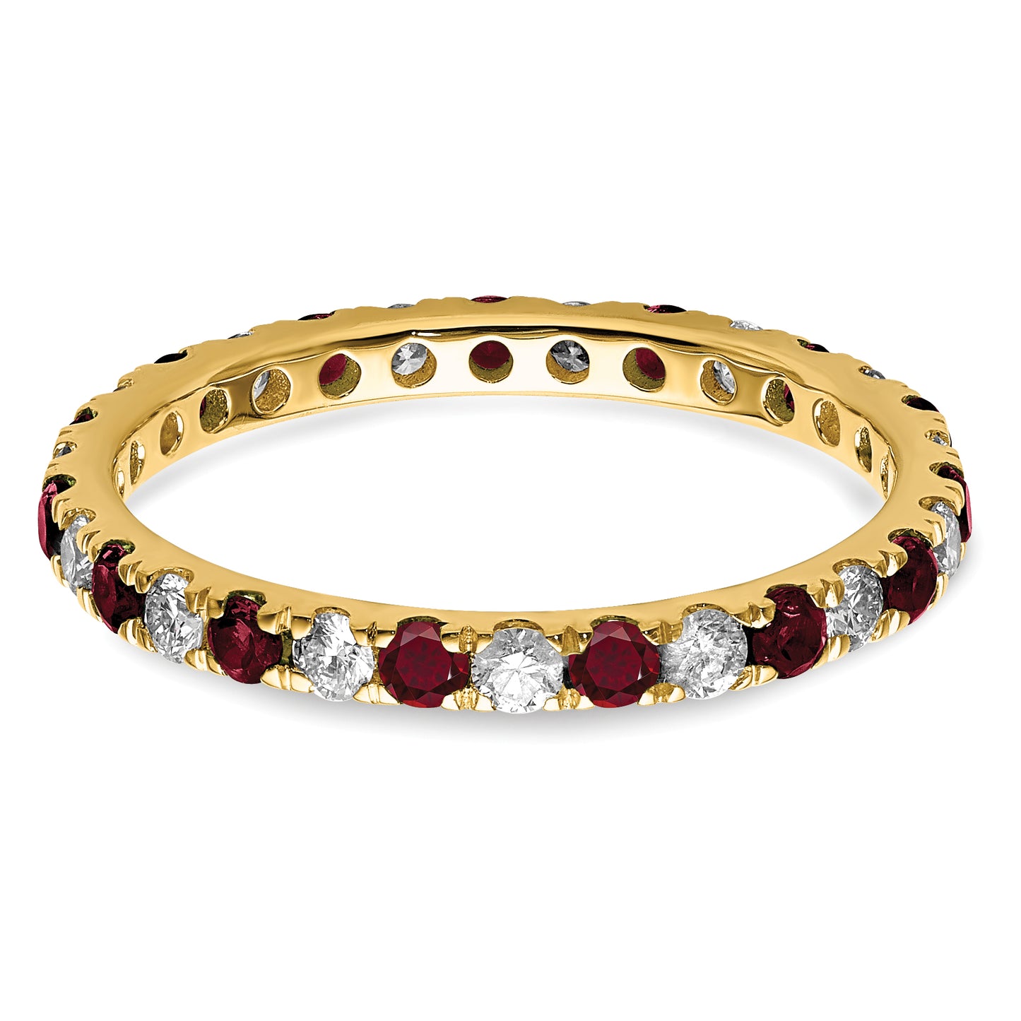 14k Yellow Gold 3/8 Ct. Lab Grown Diamond VS/SI+ G+ and Lab Created Ruby Eternity Band Ring