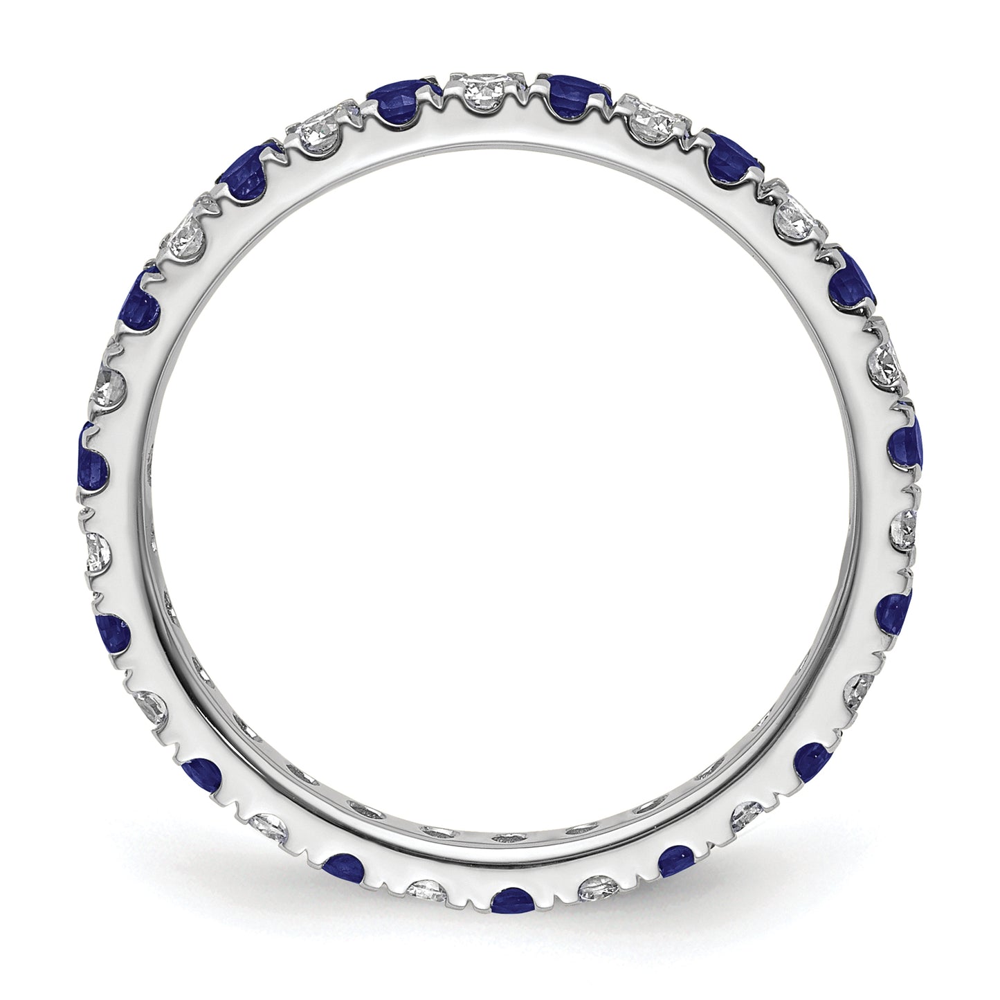 14k White Gold 3/8 Ct. Lab Grown Diamond VS/SI+ G+ and Lab Created Blue Sapphire Eternity Band Ring