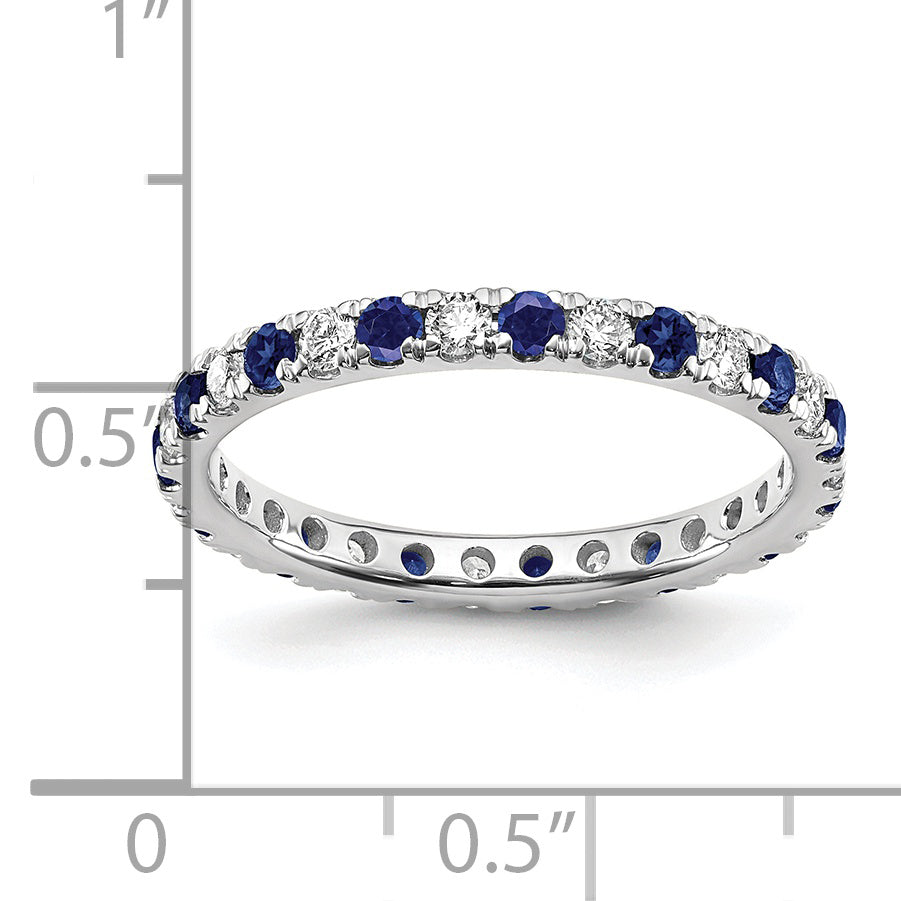 14k White Gold 3/8 Ct. Lab Grown Diamond VS/SI+ G+ and Lab Created Blue Sapphire Eternity Band Ring