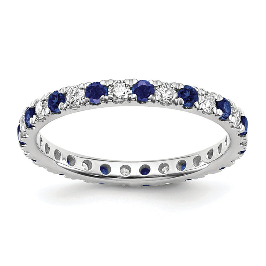 14k White Gold 3/8 Ct. Lab Grown Diamond VS/SI+ G+ and Lab Created Blue Sapphire Eternity Band Ring