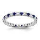 14k White Gold 1/2 Ct. Lab Grown Diamond VS/SI+ G+ and Lab Created Blue Sapphire Eternity Band Ring