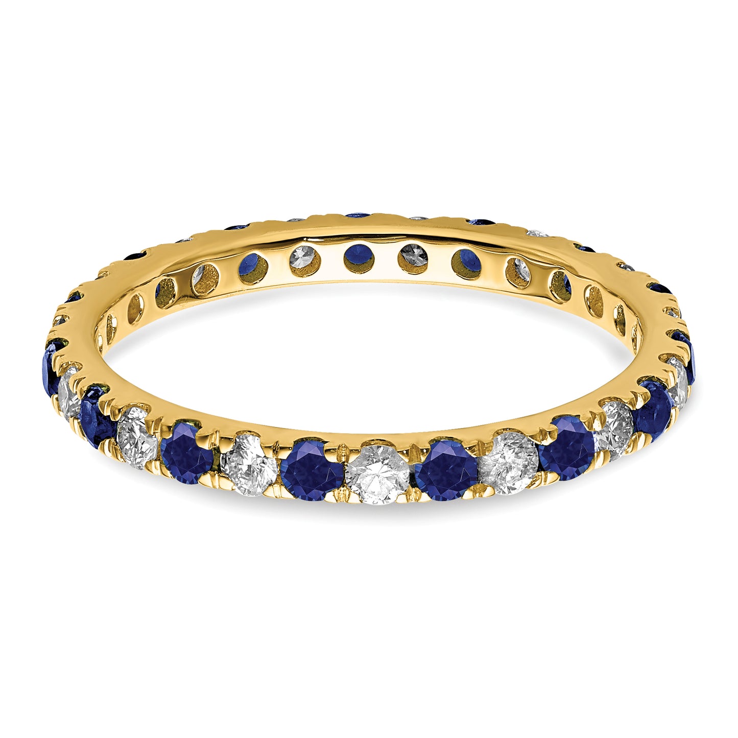 14k Yellow Gold 3/8 Ct. Lab Grown Diamond VS/SI+ G+ and Lab Created Blue Sapphire Eternity Band Ring