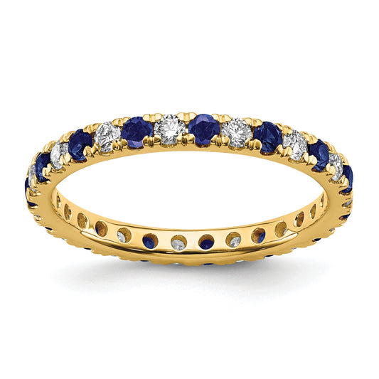 14k Yellow Gold 1/2 Ct. Lab Grown Diamond VS/SI+ G+ and Lab Created Blue Sapphire Eternity Band Ring