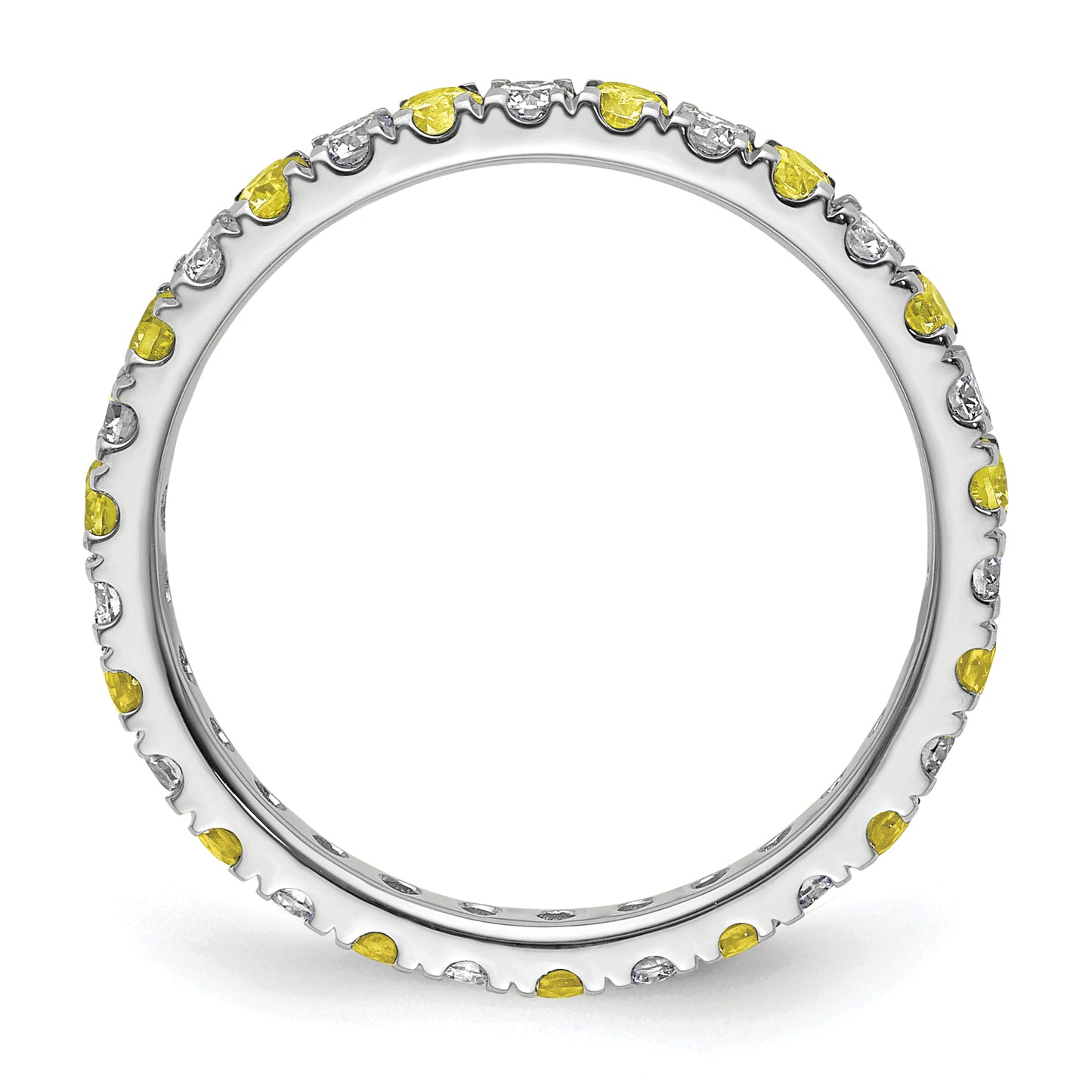 14k White Gold 1/2 Ct. Lab Grown Diamond VS/SI+ G+ and Lab Created Yellow Sapphire Eternity Band Ring