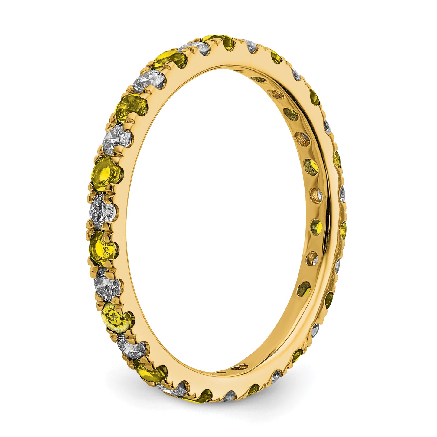 14k Yellow Gold 1/2 Ct. Lab Grown Diamond VS/SI+ G+ and Lab Created Sapphire Eternity Band Ring