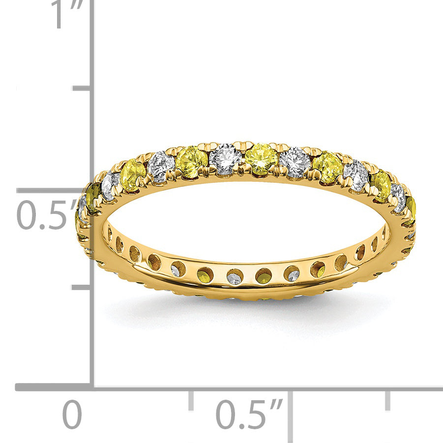 14k Yellow Gold 1/2 Ct. Lab Grown Diamond VS/SI+ G+ and Lab Created Sapphire Eternity Band Ring