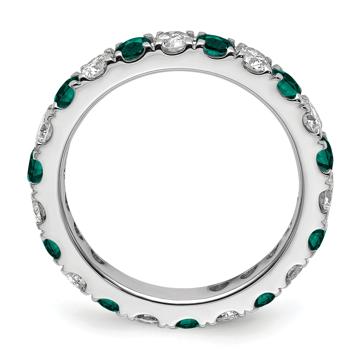 14k White Gold 1 Ct. Lab Grown Diamond VS/SI+ G+ and Lab Created Alexandrite Eternity Band Ring