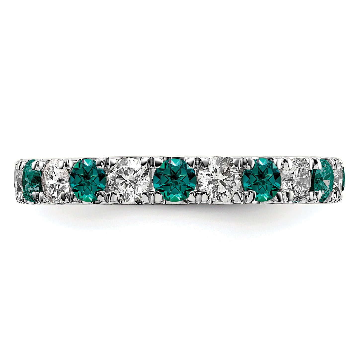 14k White Gold 1 1/5 Ct. Lab Grown Diamond VS/SI+ G+ and Lab Created Alexandrite Eternity Band Ring