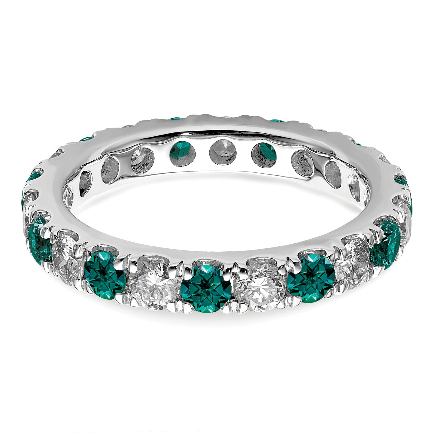 14k White Gold 1 Ct. Lab Grown Diamond VS/SI+ G+ and Lab Created Alexandrite Eternity Band Ring