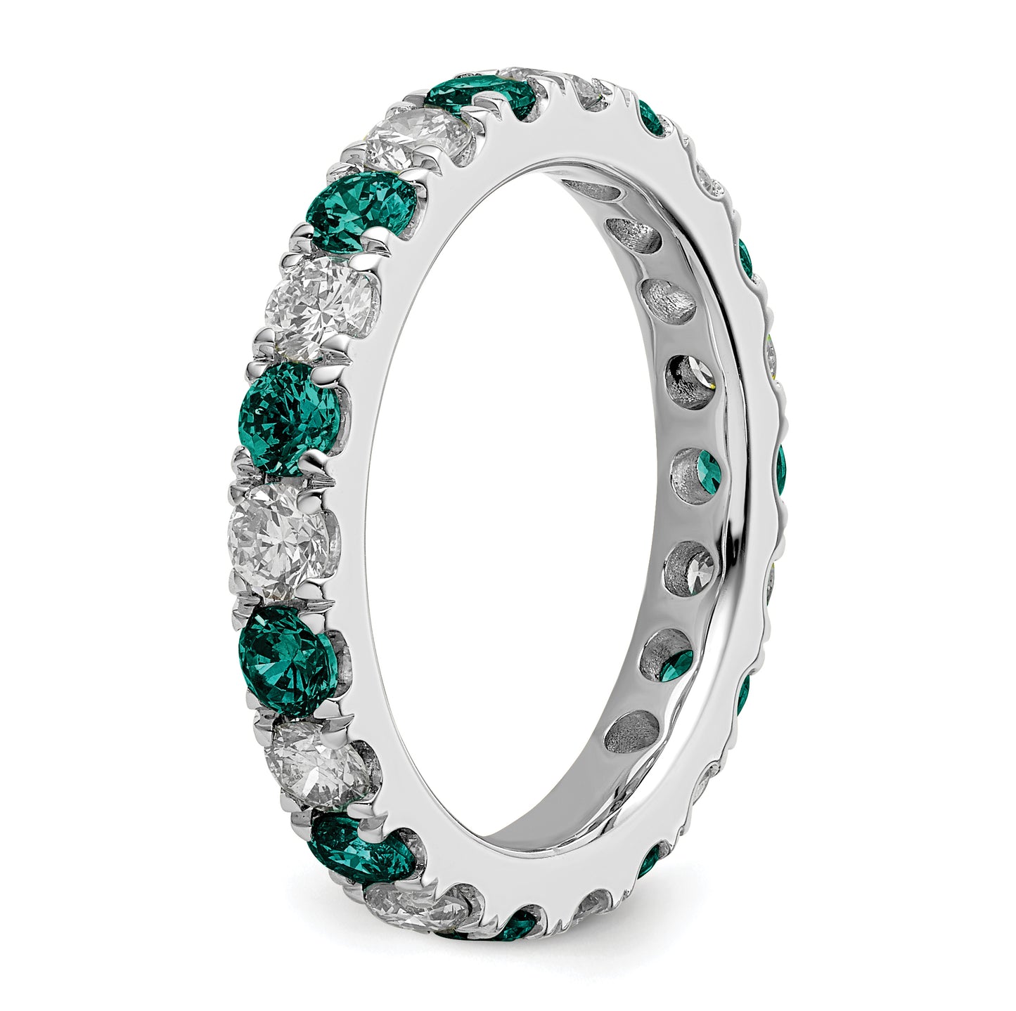 14k White Gold 1 1/5 Ct. Lab Grown Diamond VS/SI+ G+ and Lab Created Alexandrite Eternity Band Ring