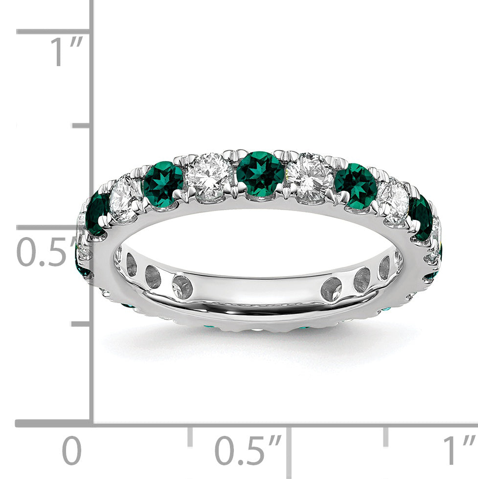 14k White Gold 1 Ct. Lab Grown Diamond VS/SI+ G+ and Lab Created Alexandrite Eternity Band Ring