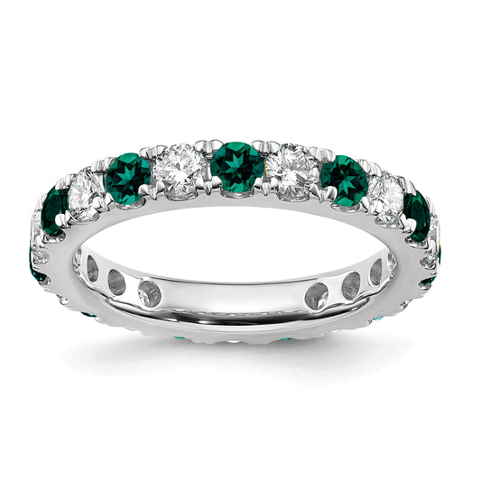 14k White Gold 1 Ct. Lab Grown Diamond VS/SI+ G+ and Lab Created Alexandrite Eternity Band Ring