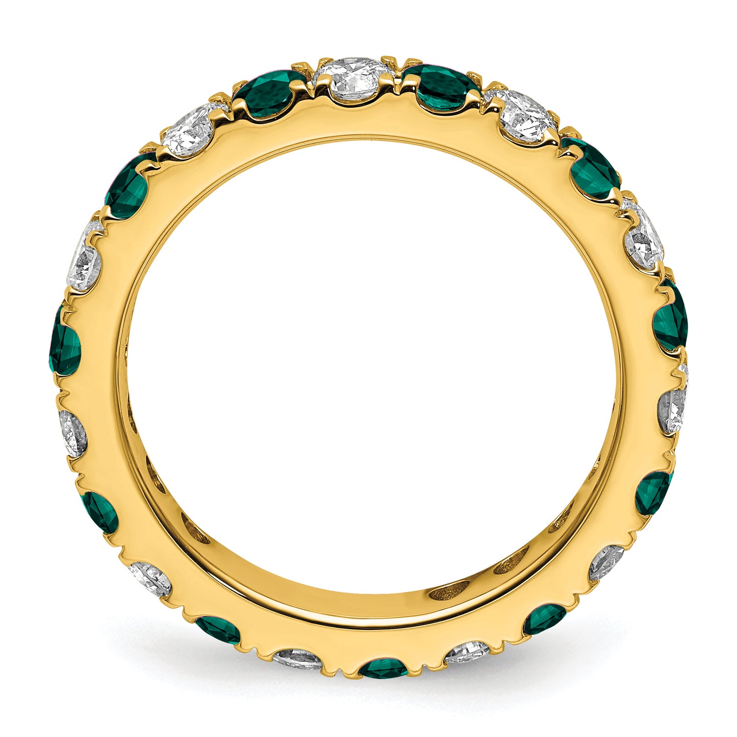 14k Yellow Gold 1 Ct. Lab Grown Diamond VS/SI+ G+ and Lab Created Alexandrite Eternity Band Ring