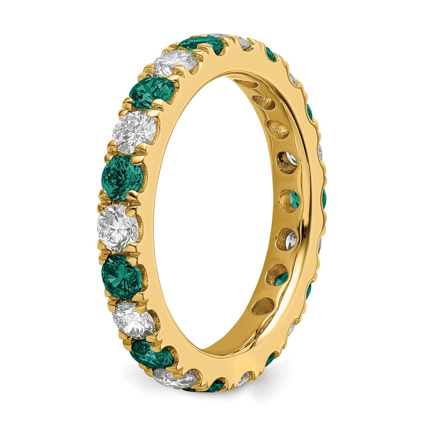 14k Yellow Gold 1 Ct. Lab Grown Diamond VS/SI+ G+ and Lab Created Alexandrite Eternity Band Ring