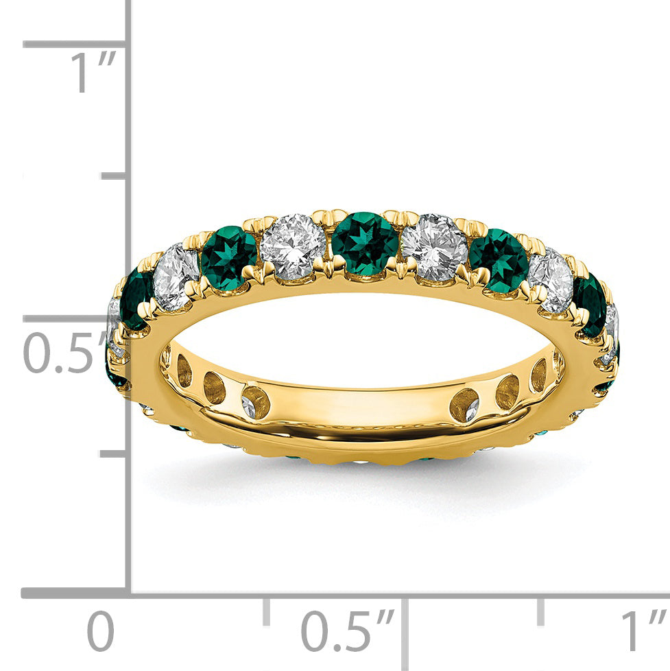 14k Yellow Gold 1 Ct. Lab Grown Diamond VS/SI+ G+ and Lab Created Alexandrite Eternity Band Ring