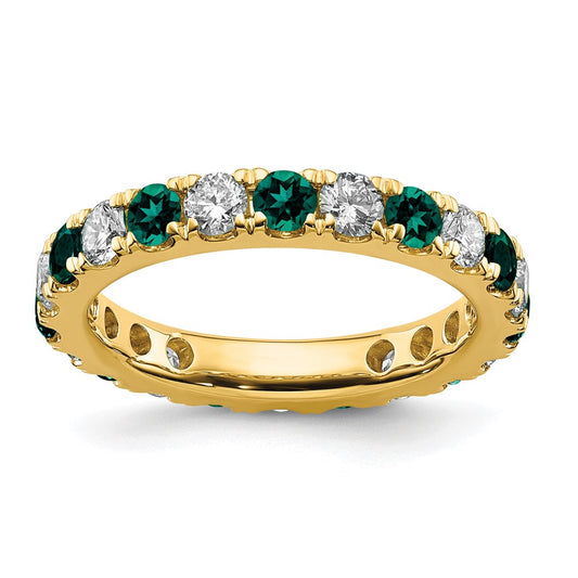 14k Yellow Gold 1 Ct. Lab Grown Diamond VS/SI+ G+ and Lab Created Alexandrite Size 6.5 Eternity Band