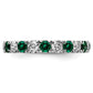 14k White Gold 1 Ct. Lab Grown Diamond VS/SI+ G+ and Lab Created Emerald Size 6 Eternity Band