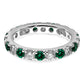 14k White Gold 1 Ct. Lab Grown Diamond VS/SI+ G+ and Lab Created Emerald Size 6 Eternity Band