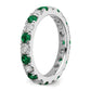 14k White Gold 1 Ct. Lab Grown Diamond VS/SI+ G+ and Lab Created Emerald Eternity Band Ring