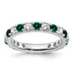 14k White Gold 1 Ct. Lab Grown Diamond VS/SI+ G+ and Lab Created Emerald Eternity Band Ring