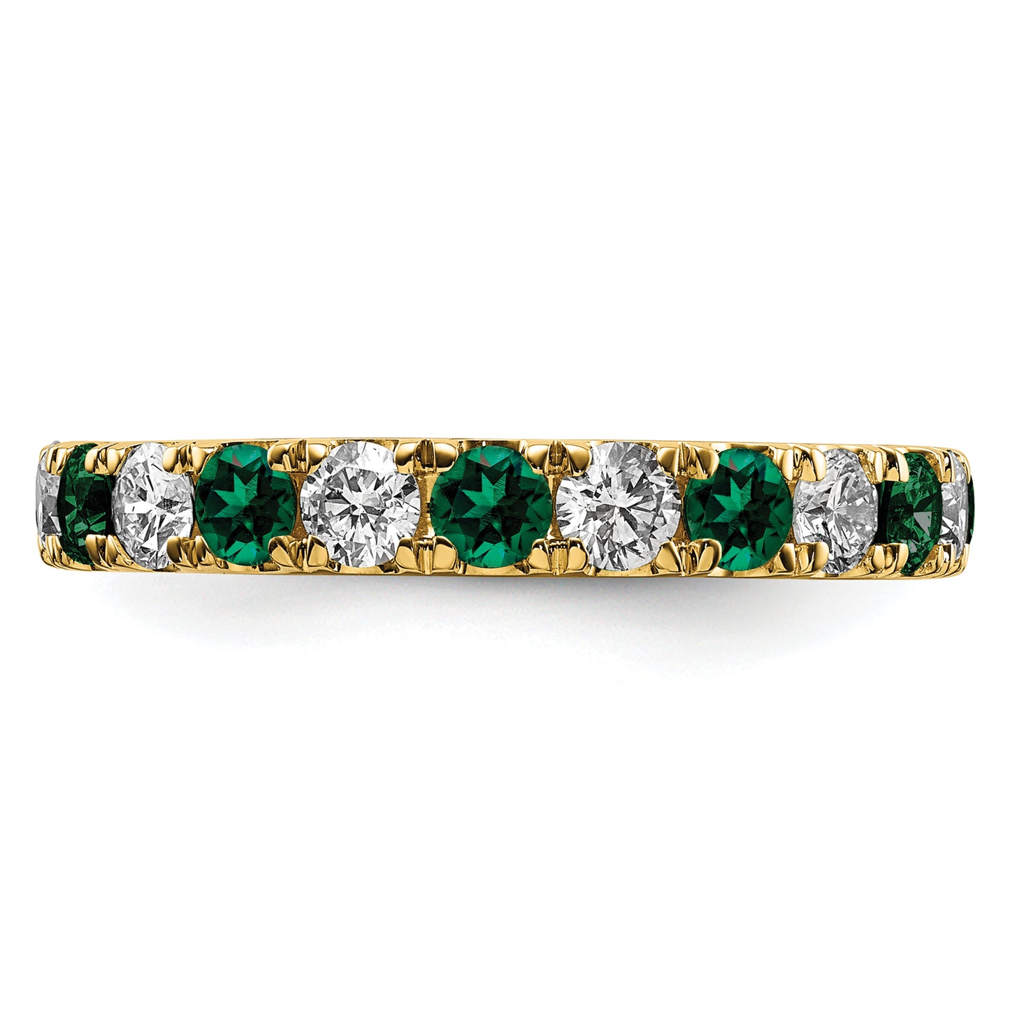 14k Yellow Gold 3/4 Ct. Lab Grown Diamond VS/SI+ G+ and Lab Created Emerald Eternity Band Ring