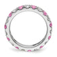 14k White Gold 1 1/5 Ct. Lab Grown Diamond VS/SI+ G+ and Lab Created Pink Sapphire Eternity Band Ring