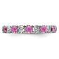 14k White Gold 1 Ct. Lab Grown Diamond VS/SI+ G+ and Lab Created Pink Sapphire Eternity Band Ring