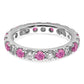 14k White Gold 3/4 Ct. Lab Grown Diamond VS/SI+ G+ and Lab Created Pink Sapphire Eternity Band Ring