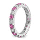 14k White Gold 1 1/5 Ct. Lab Grown Diamond VS/SI+ G+ and Lab Created Pink Sapphire Eternity Band Ring