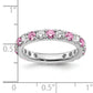 14k White Gold 1 1/5 Ct. Lab Grown Diamond VS/SI+ G+ and Lab Created Pink Sapphire Eternity Band Ring