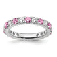 14k White Gold 3/4 Ct. Lab Grown Diamond VS/SI+ G+ and Lab Created Pink Sapphire Eternity Band Ring