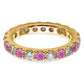 14k Yellow Gold 3/4 Ct. Lab Grown Diamond VS/SI+ G+ and Lab Created Pink Sapphire Eternity Band Ring