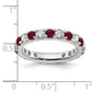 14k White Gold 1 Ct. Lab Grown Diamond VS/SI+ G+ and Lab Created Ruby Eternity Band Ring