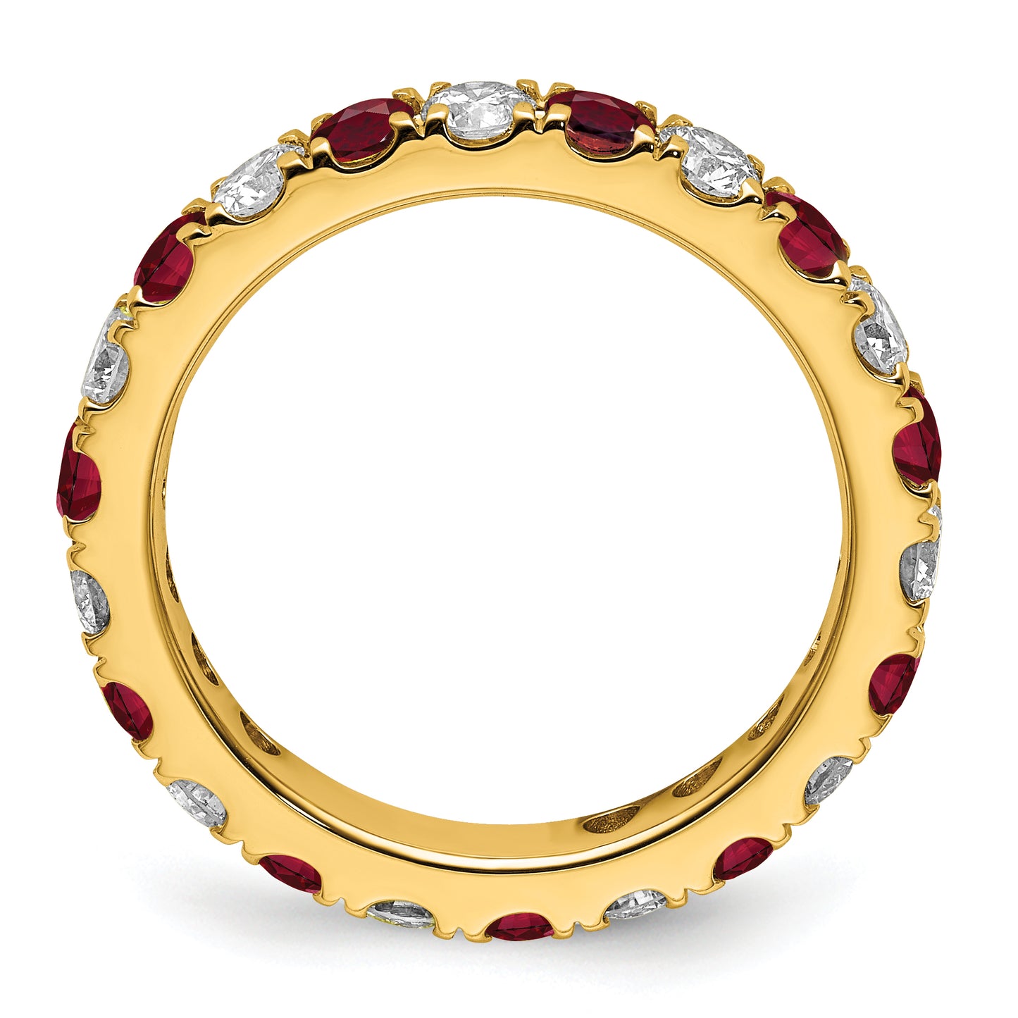 14k Yellow Gold 1 1/5 Ct. Lab Grown Diamond VS/SI+ G+ and Lab Created Ruby Eternity Band Ring