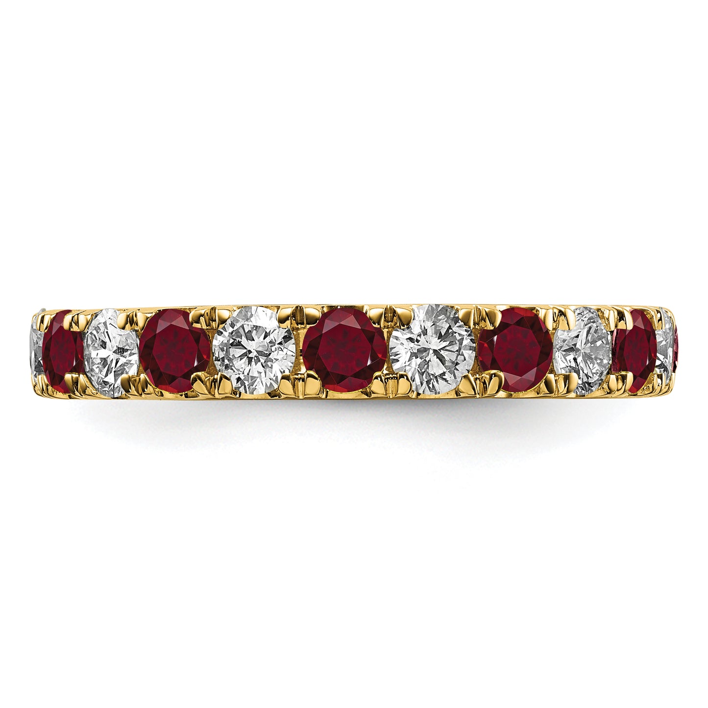 14k Yellow Gold 1 1/5 Ct. Lab Grown Diamond VS/SI+ G+ and Lab Created Ruby Eternity Band Ring