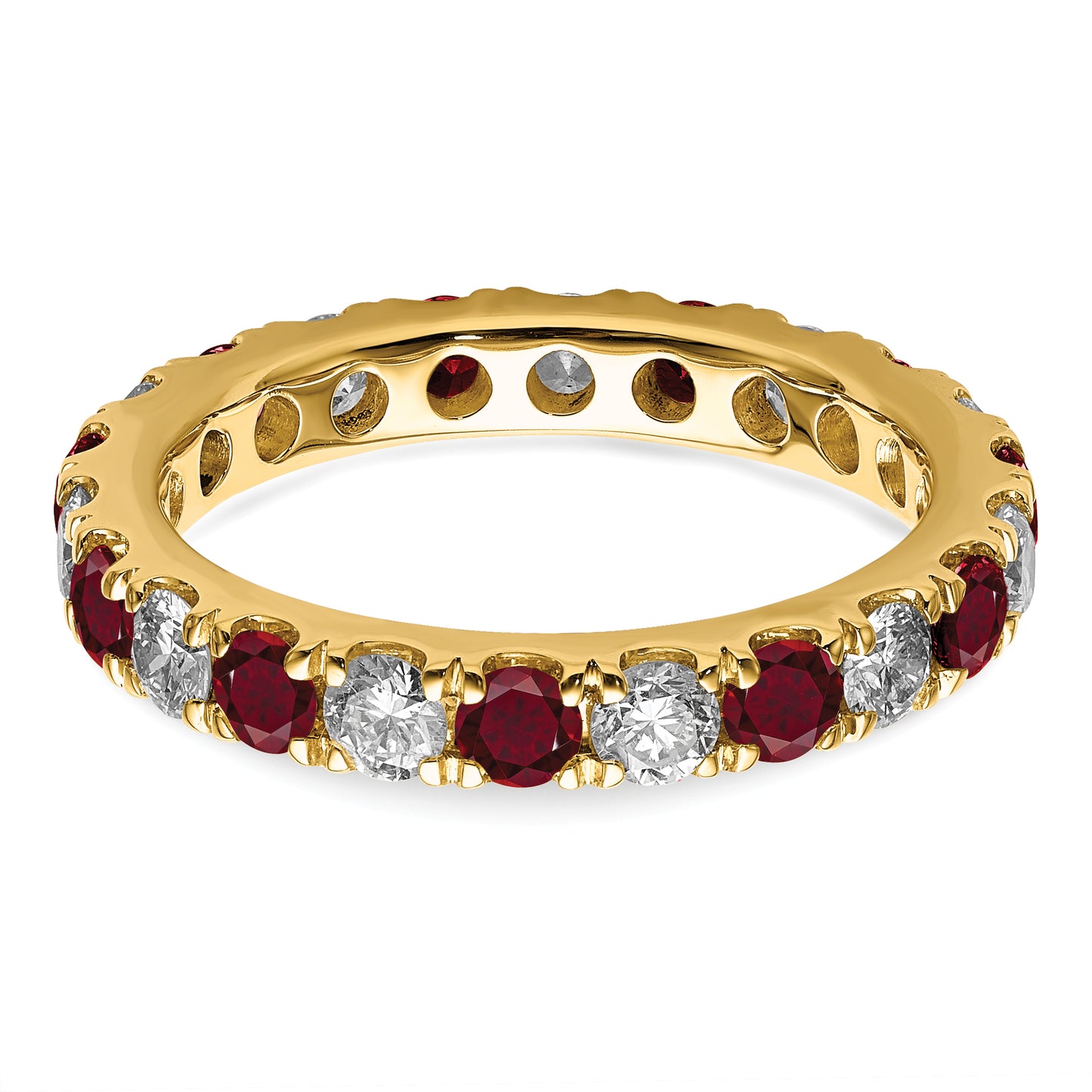 14k Yellow Gold 1 1/5 Ct. Lab Grown Diamond VS/SI+ G+ and Lab Created Ruby Eternity Band Ring