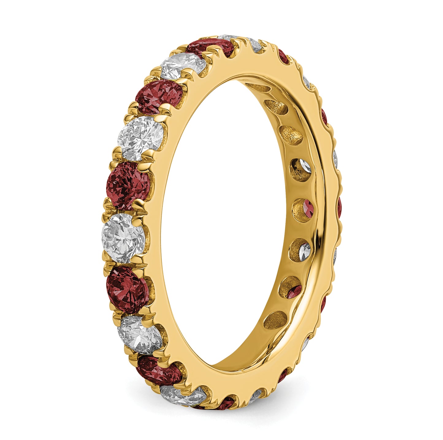 14k Yellow Gold 1 1/5 Ct. Lab Grown Diamond VS/SI+ G+ and Lab Created Ruby Eternity Band Ring