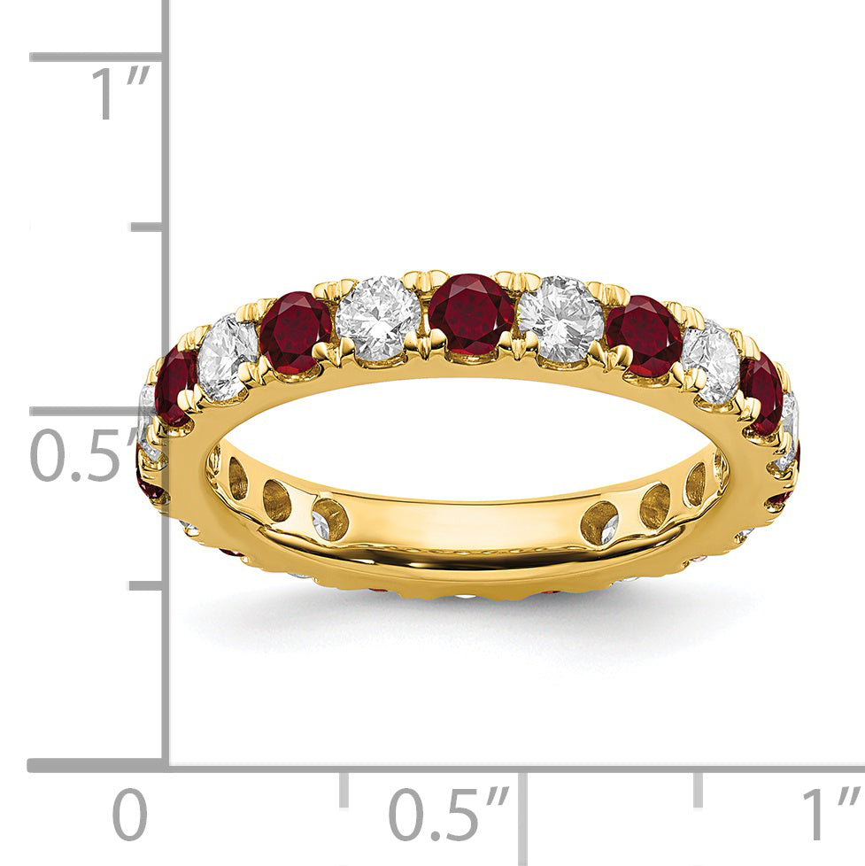 14k Yellow Gold 1 Ct. Lab Grown Diamond VS/SI+ G+ and Lab Created Ruby Eternity Band Ring